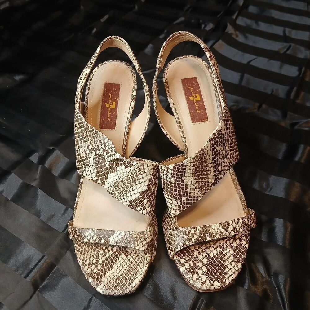 7-for-all-mankind Women's Brown and Gold Sandals